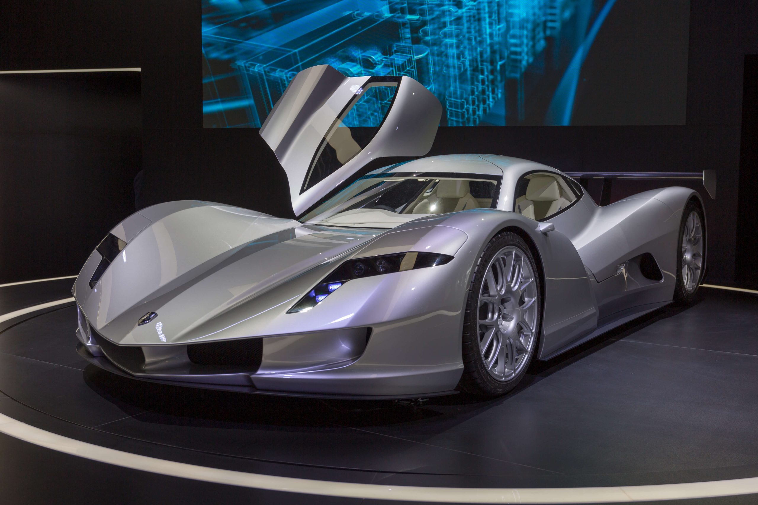 Sleek, all-electric Aspark Owl hypercar in a dynamic