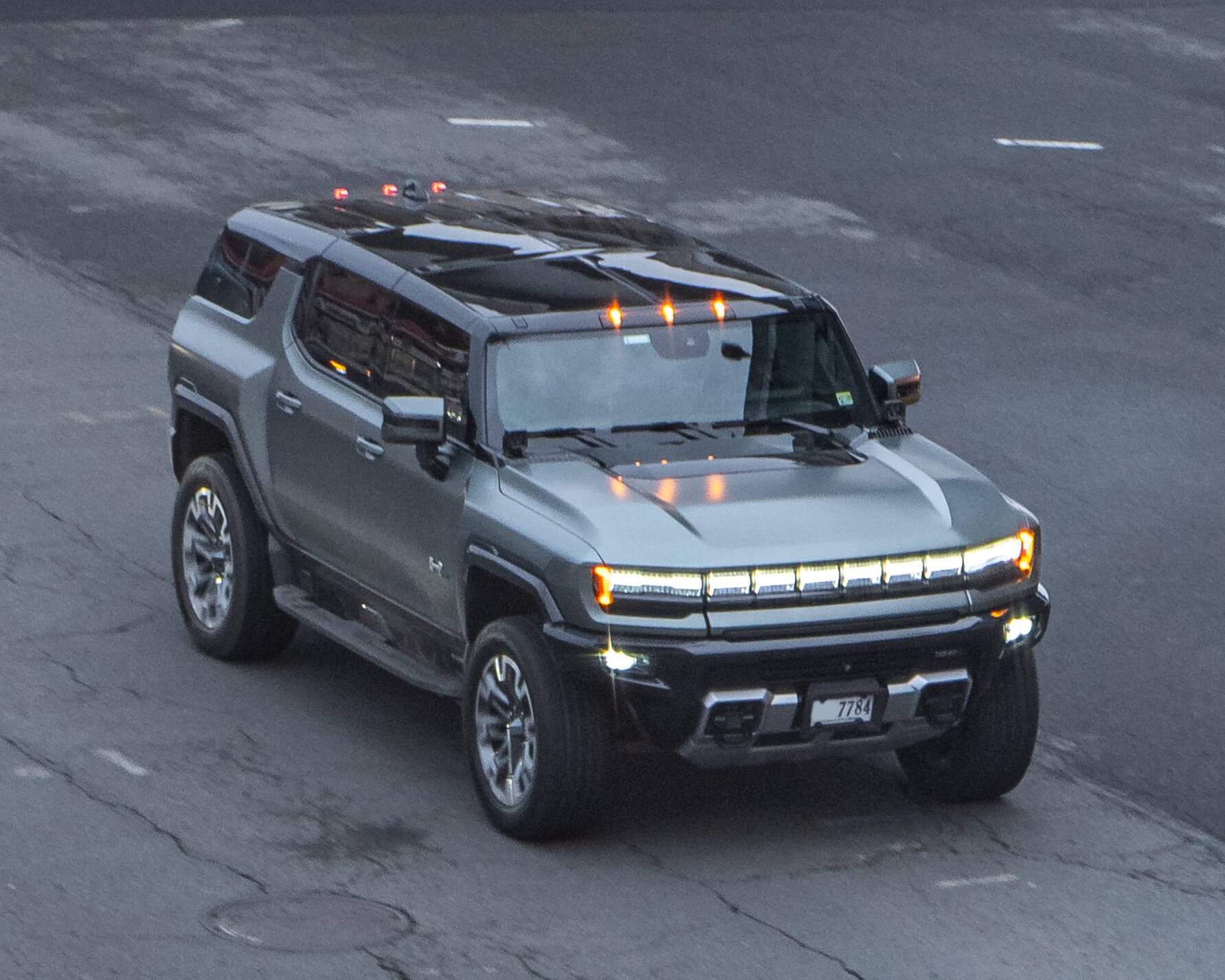 Electric GMC Hummer SUV parked, rugged and futuristic design
