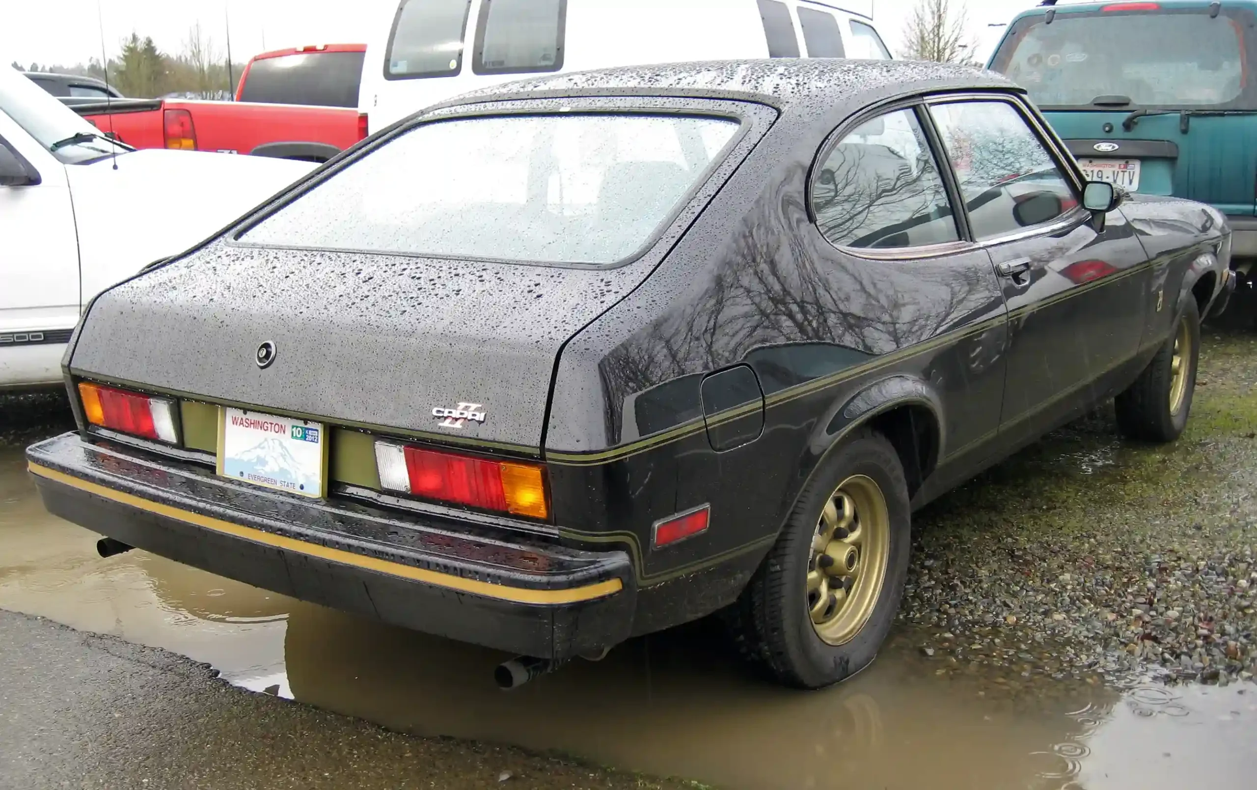 Classic 1977 Mercury Capri II coupe in a vintage setting