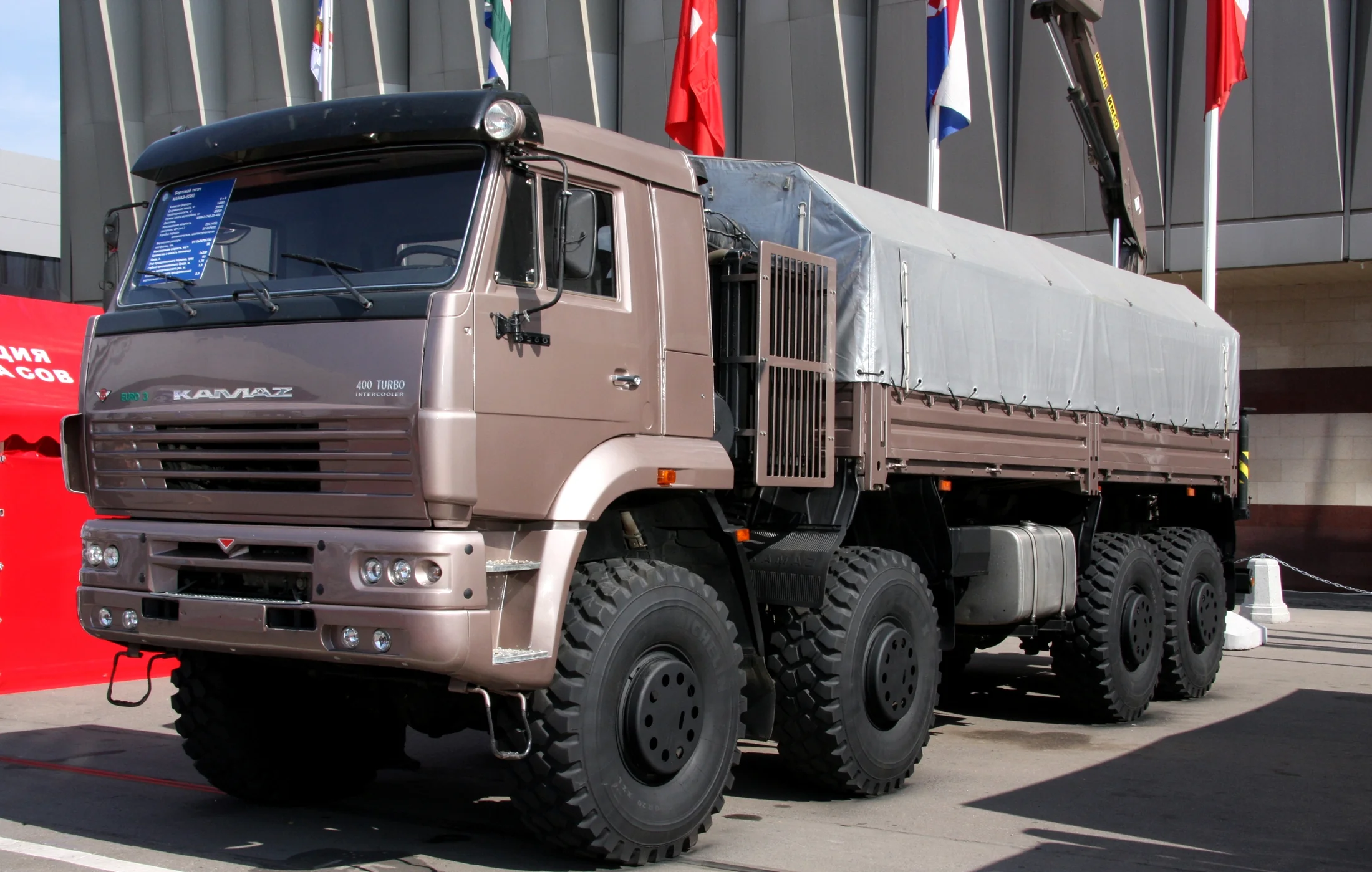 Kamaz-6560 IDELF-2008, a powerful Russian all-terrain truck, hauling cargo.