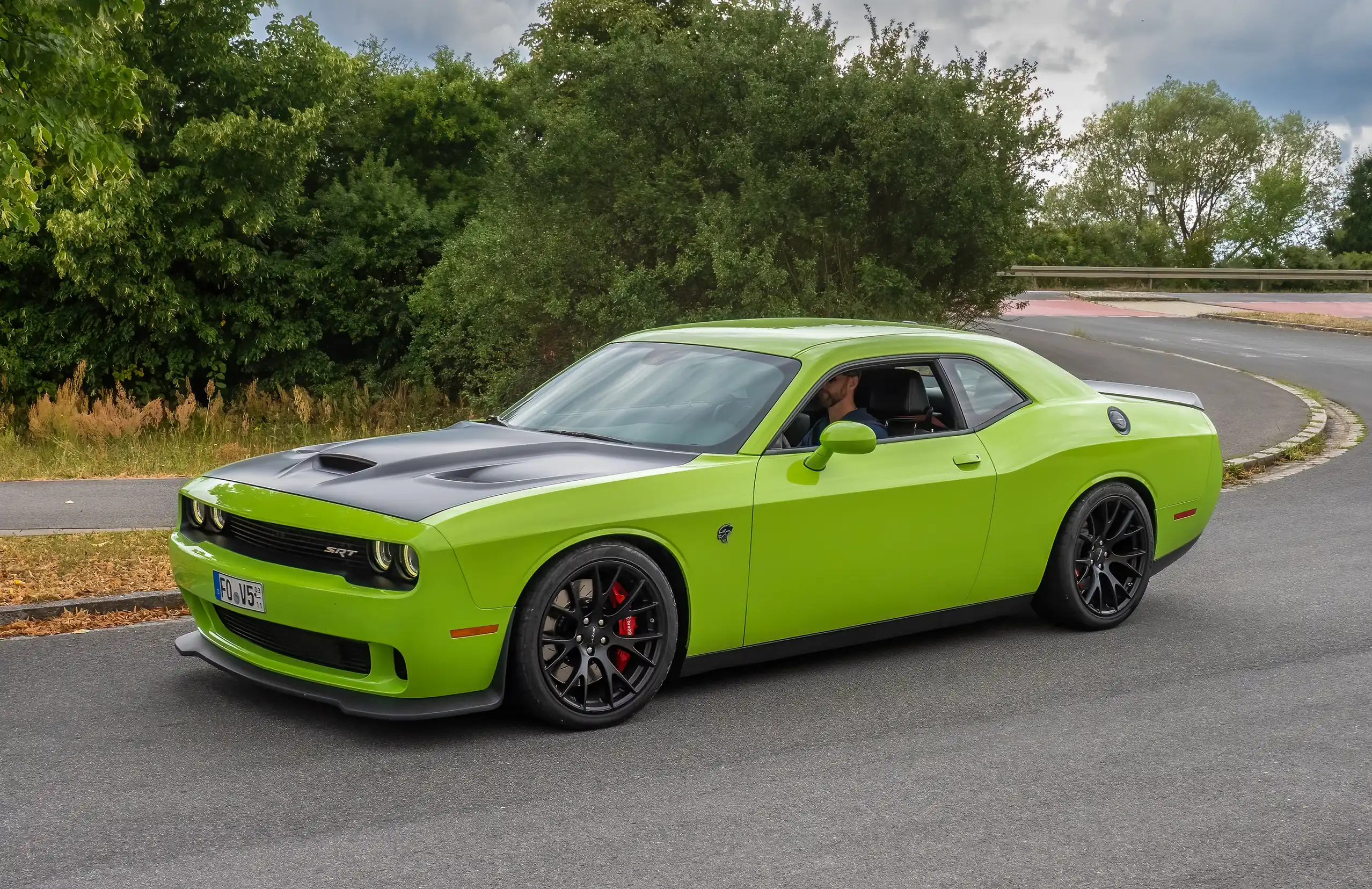 Sleek Dodge Challenger, a modern muscle car with classic styling.