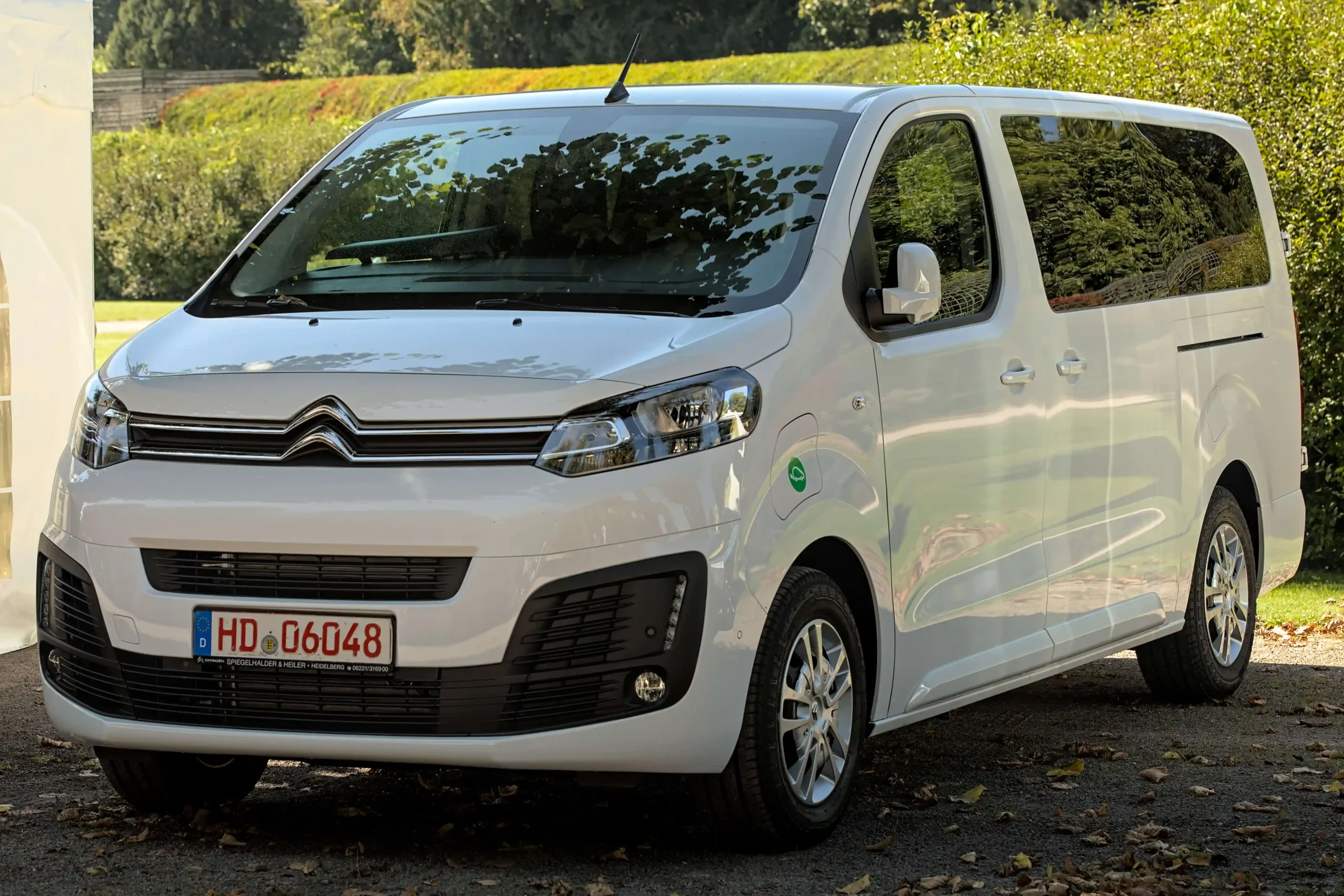 Citroen e-SpaceTourer electric van, silver, parked on road