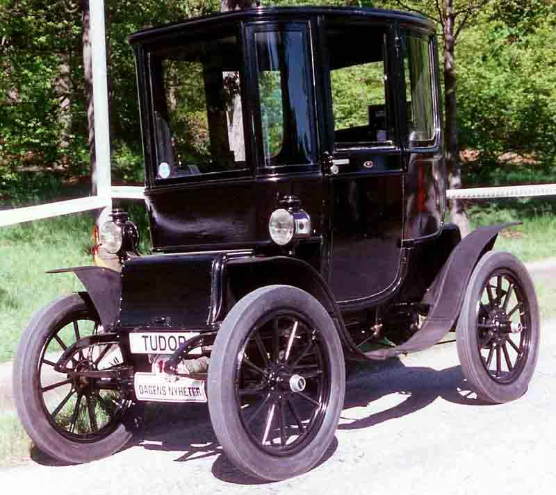 Vintage Baker Electric coupe car, early 20th century, elegant,