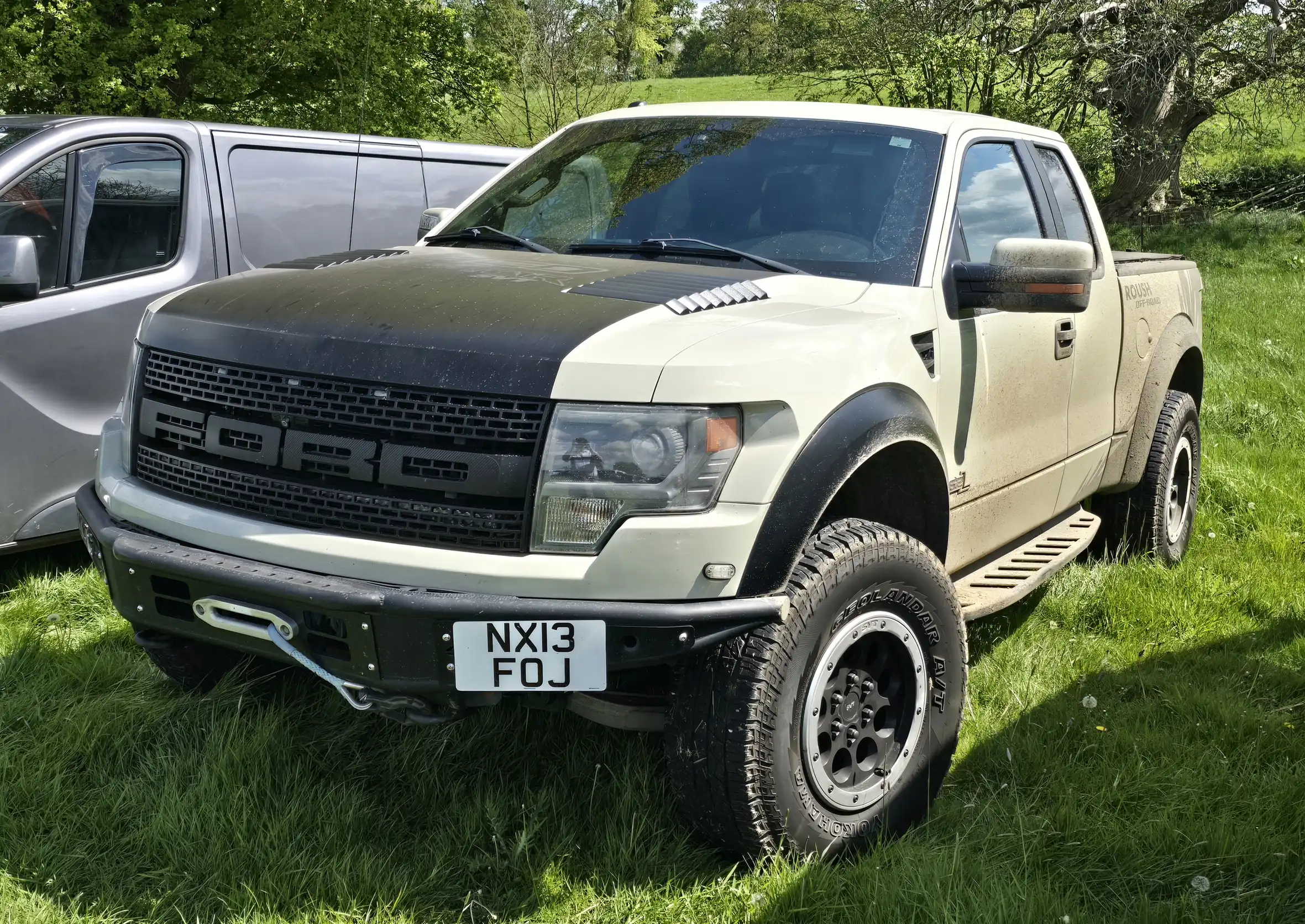 Aggressive Ford F-150 Raptor in desert, ready for off-road adventure.