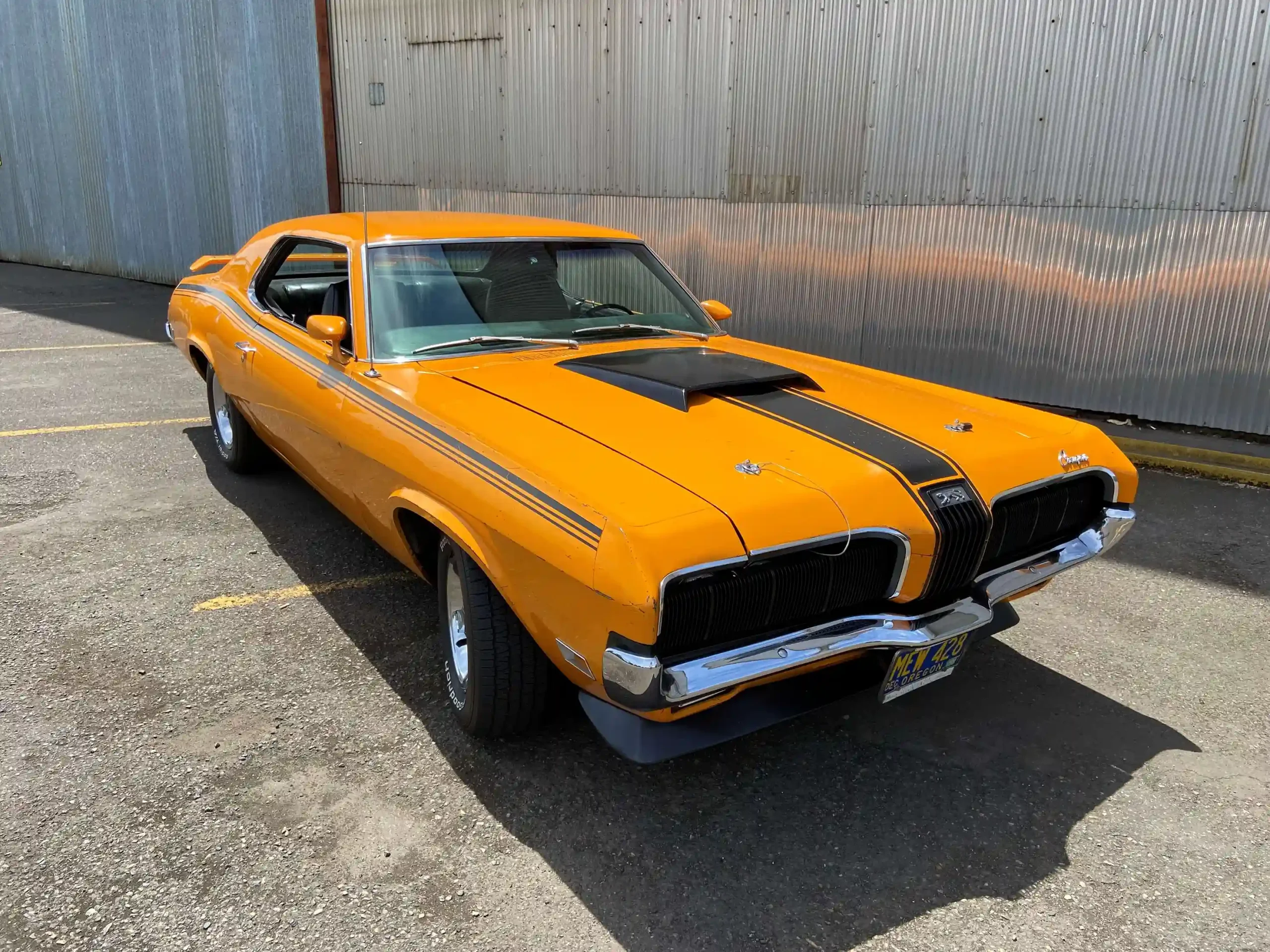 Vibrant orange 1970 Mercury Cougar Eliminator muscle car