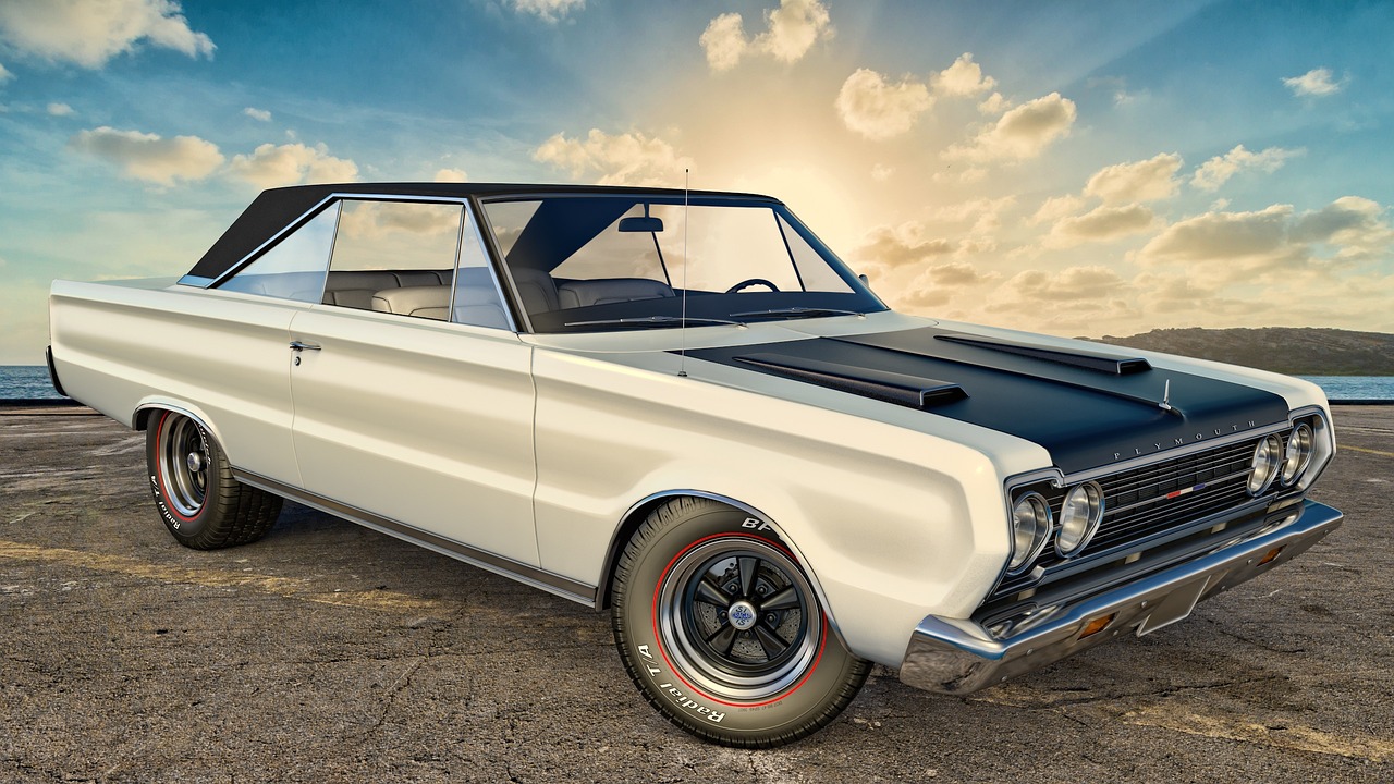 plymouth, classic car, automobile, vintage, oldtimer, gtx, car wallpapers, america, usa, classic, car, 3d
