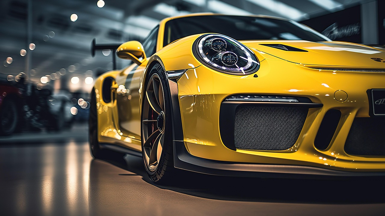 porsche, car, auto, automobile, vehicle, sports car, luxury, yellow car