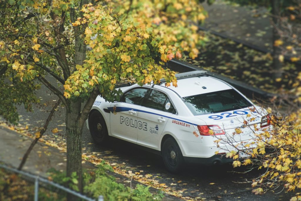 a police car parked on the side of the road