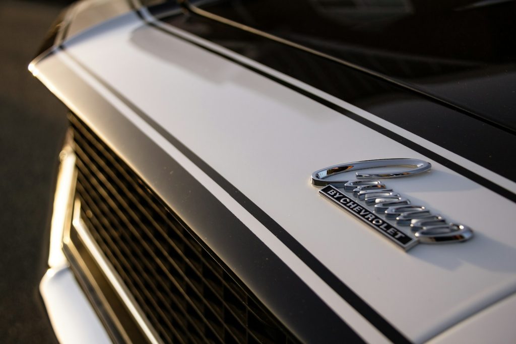 white and black car with license plate