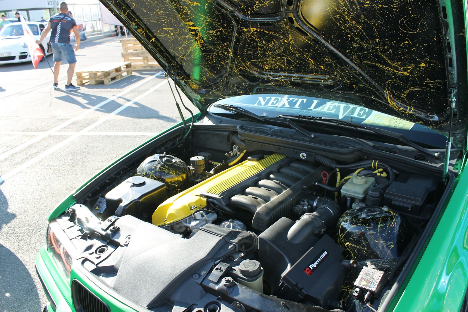 a car with its hood open