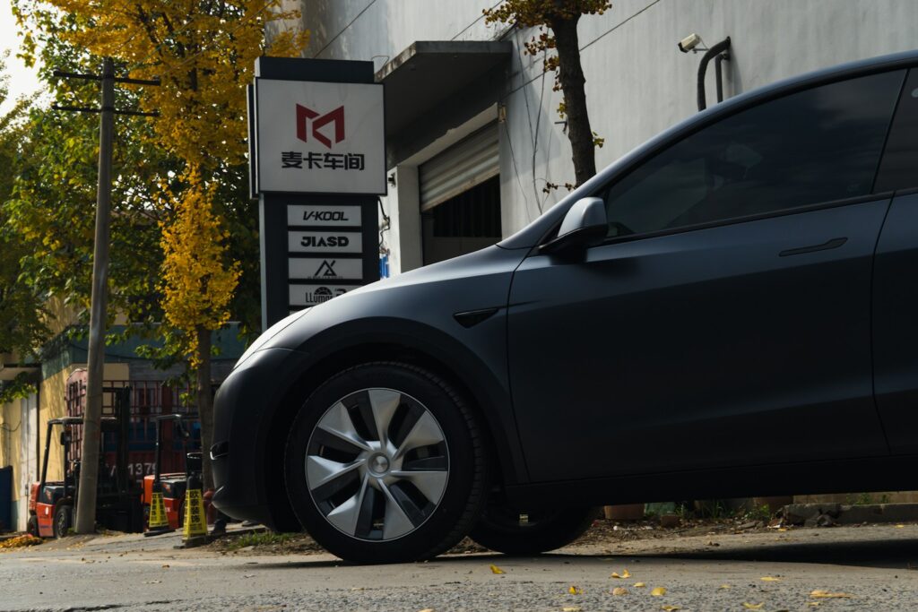 a car parked on the side of a road