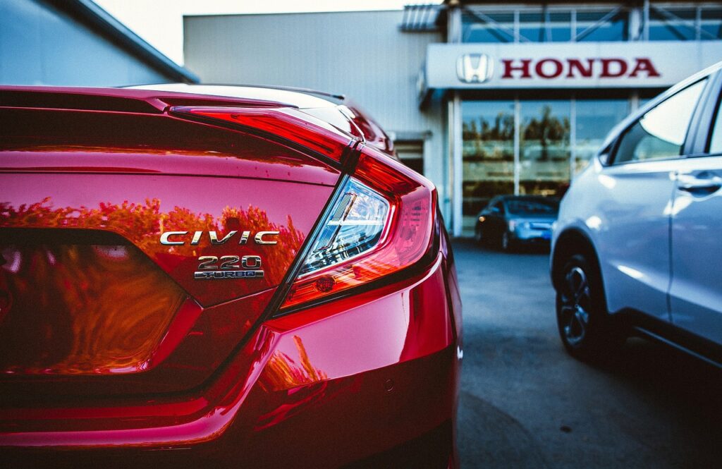 red, car, vehicle, glossy, parking, honda, car wallpapers, store, automotive, industry