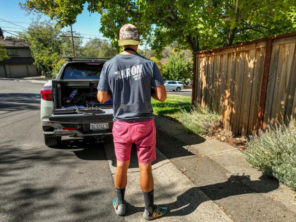 a man walking down a street
