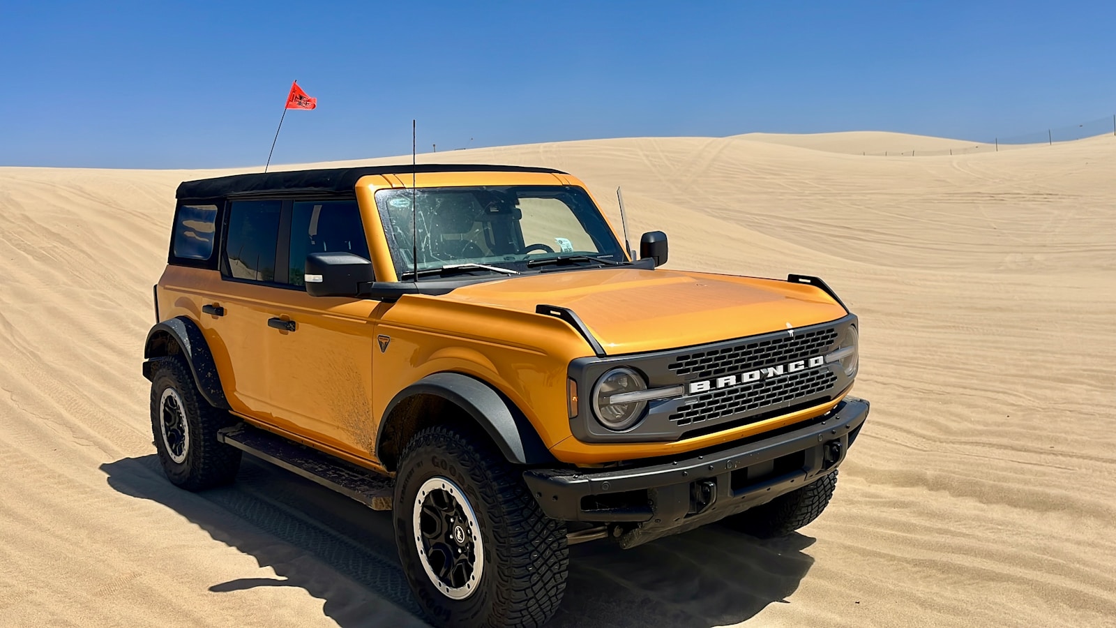 a car parked in a desert