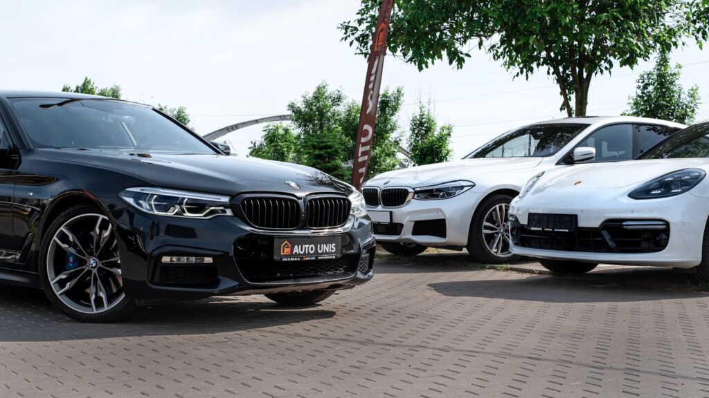 a group of cars parked