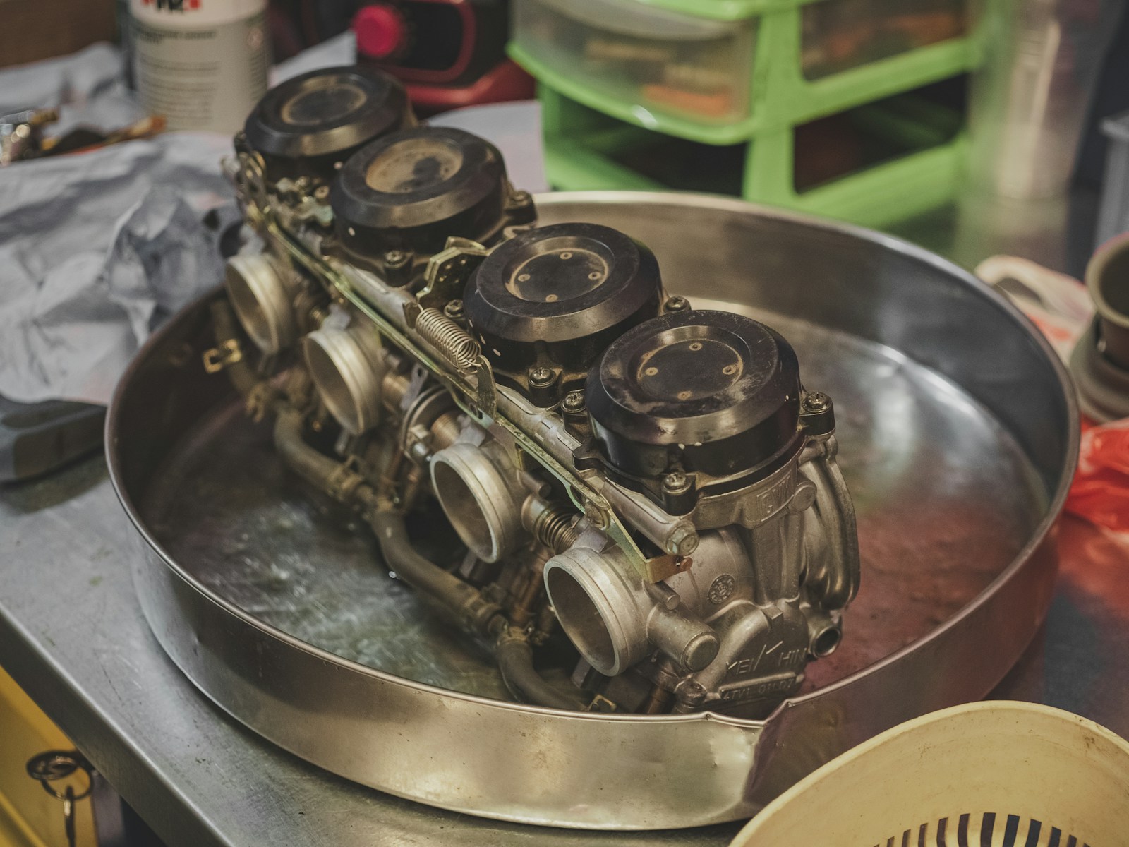 the engine of a car is sitting on the table