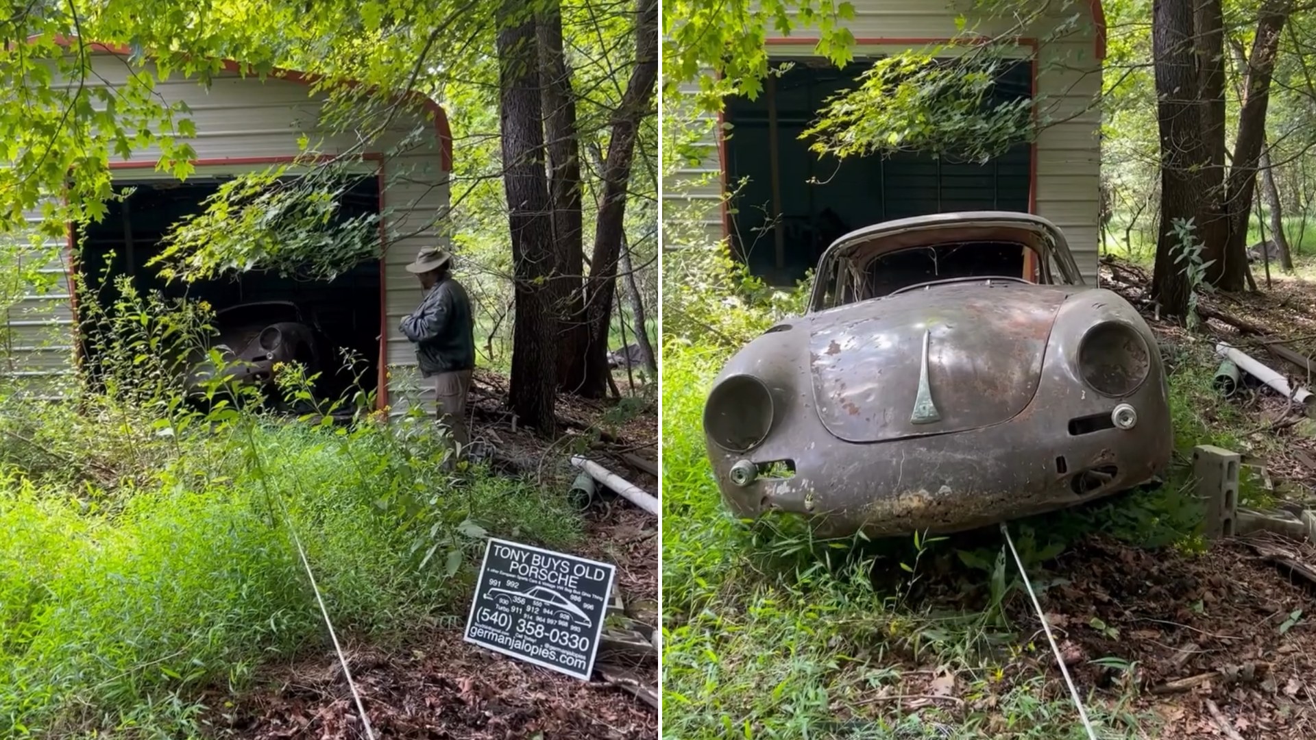 Man Pulls a Rusty, Abandoned Vintage Porsche Out of a Shed With a Portable Winch, Then Credits His Brother’s Old Motto to ‘Pull and Pray’