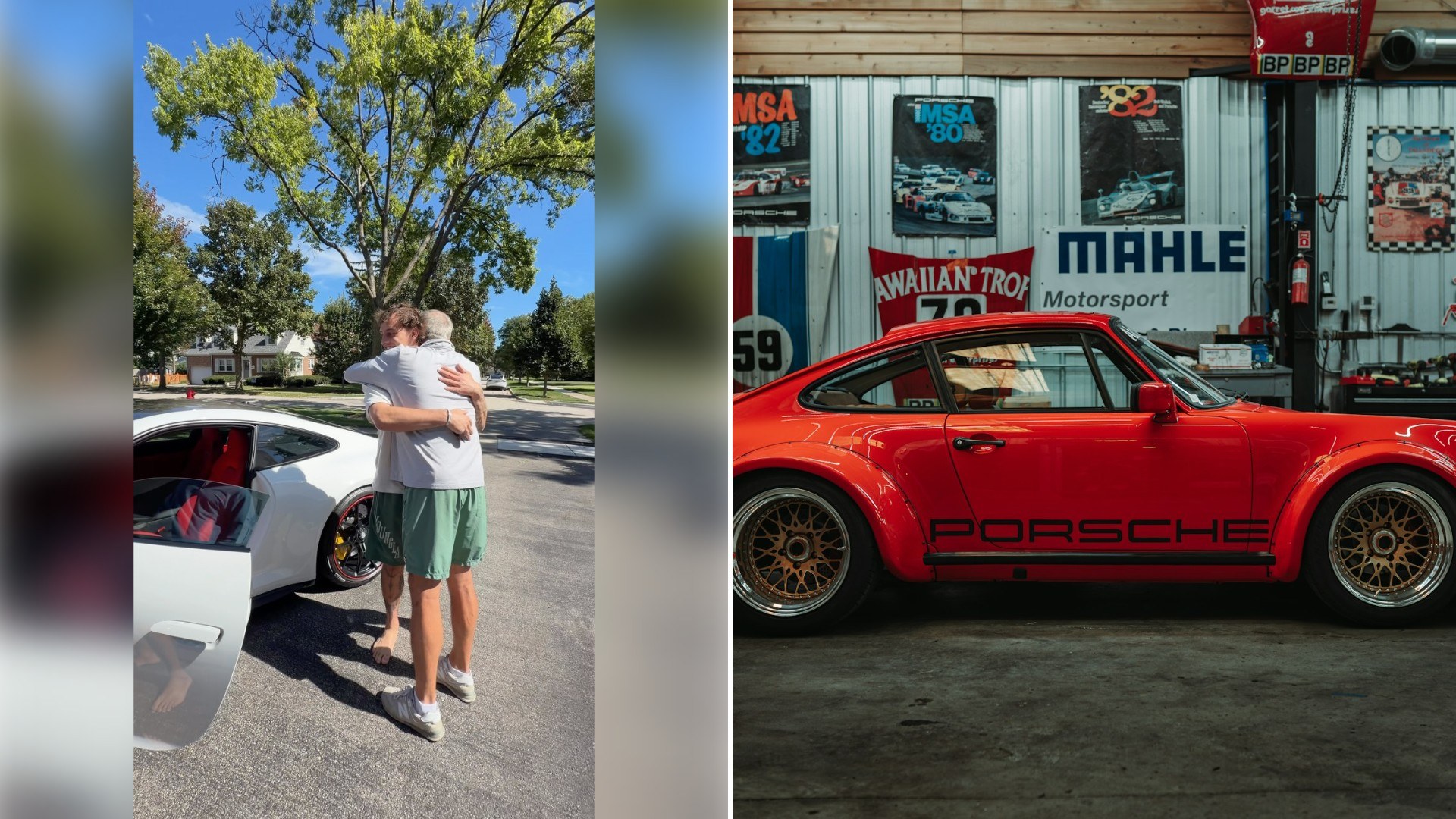 Son Who Bought His Dad a Ferrari Three Years Ago Walks Out Barefoot for a Birthday Gift From the Trunk and Finds a White Manual Porsche GT3 Touring Rolling Up the Driveway Instead