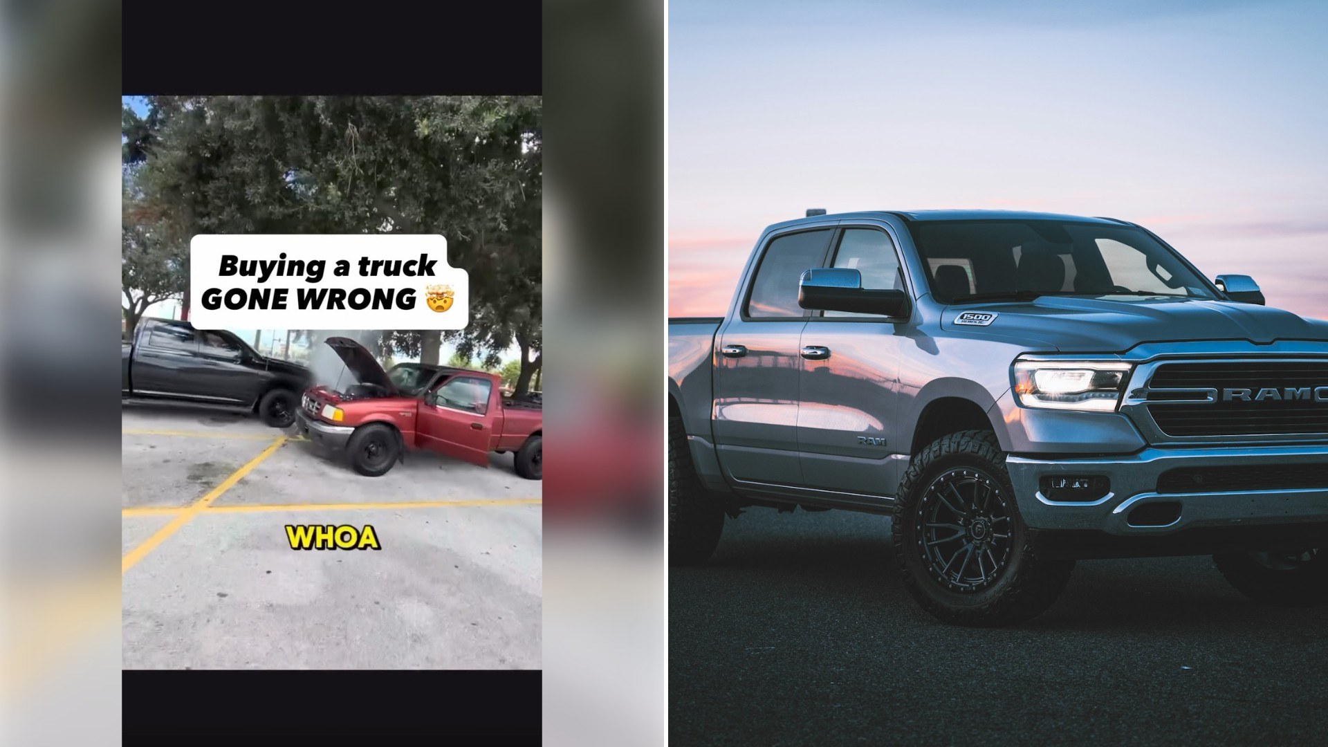 Truck Flipper Checking the Dipstick on a Facebook Marketplace Pickup Runs for Cover When a Hose Bursts Under the Hood and Sprays His Own Truck Parked Beside It