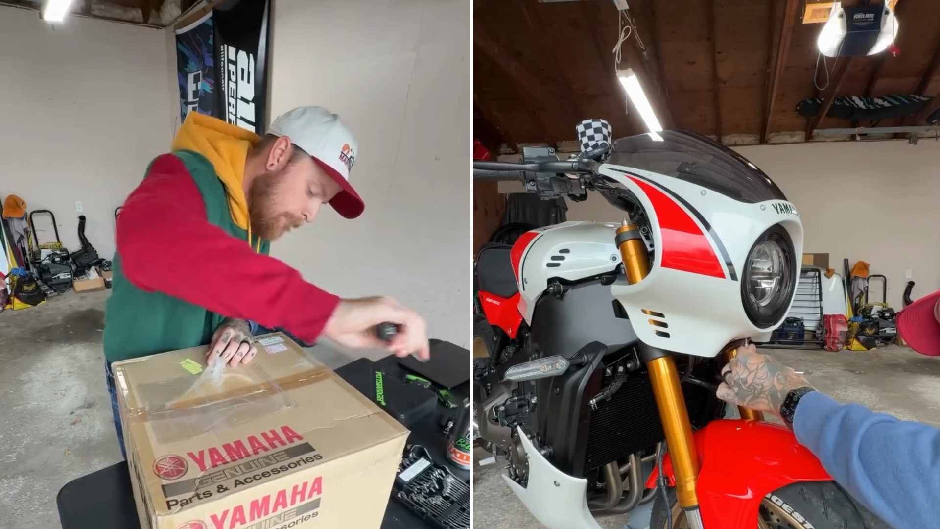 Rider Unboxes Yamaha Parts From Japan and Fits an XSR900 GP Belly Pan and Paint Matched Headlight Cowl to His XSR900 With a Tube of Toothpaste and a Friend Helping