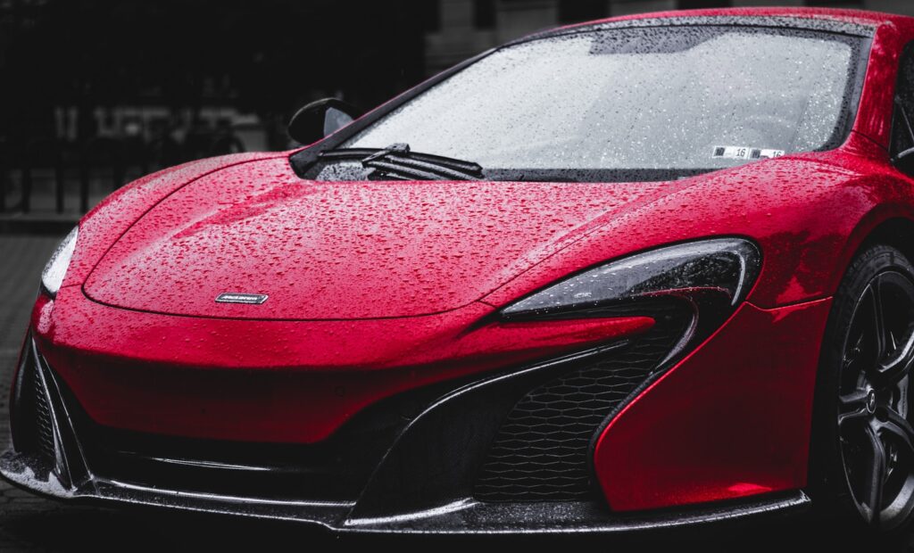red sports car hood
