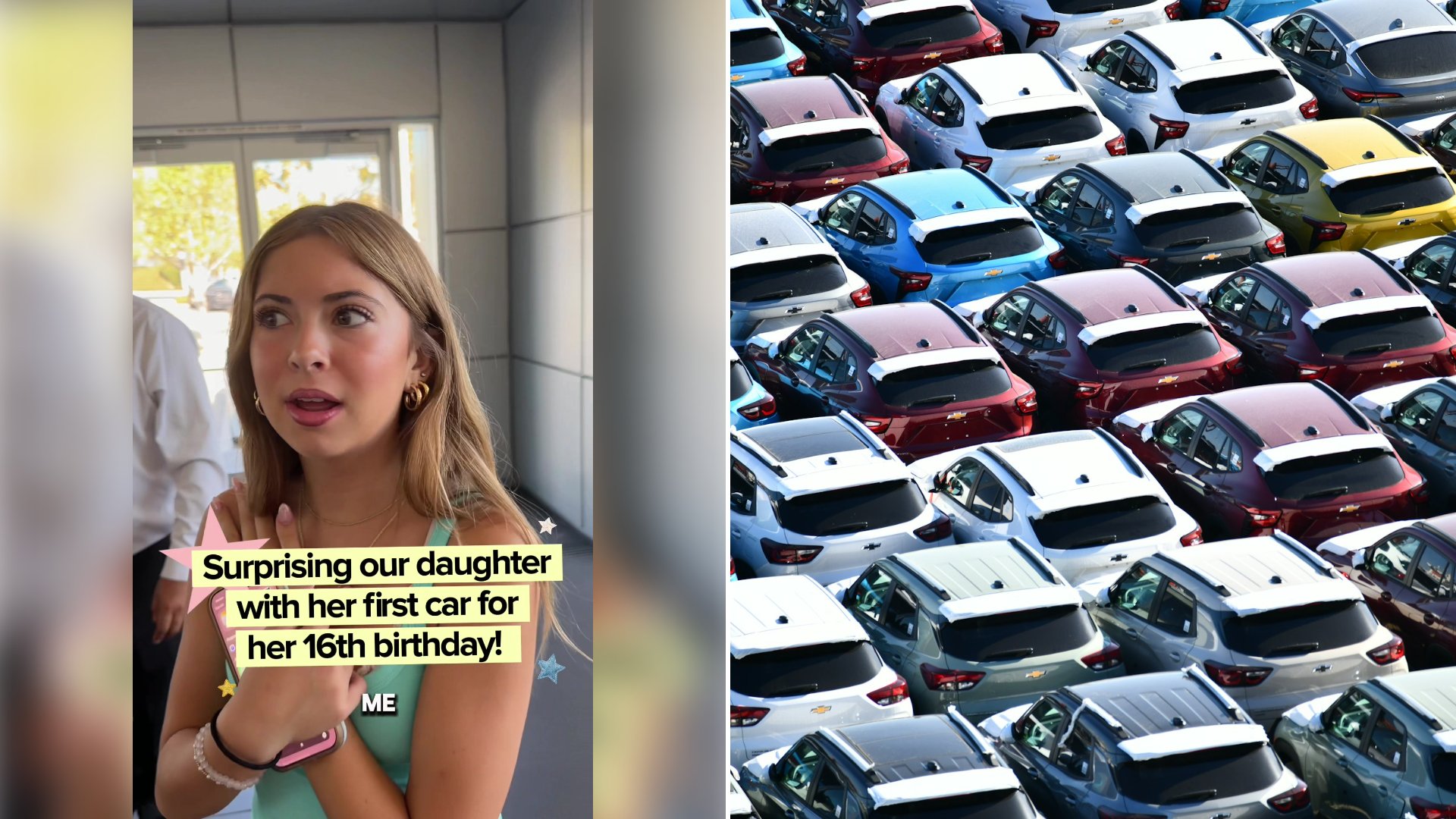 Mom Says Her Daughter Thought They Were Only Going to the Dealership to Show Dad the Cars She Liked, but Her First Car Was Already Waiting on the Showroom Floor Under a Big Pink Bow
