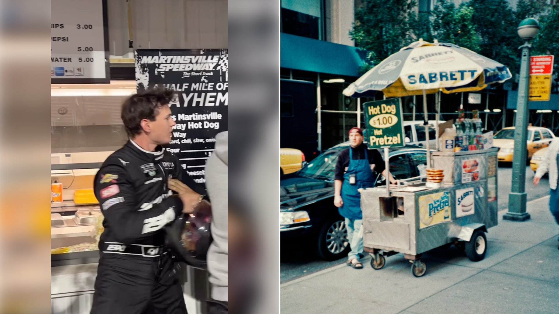 Driver Corey Heim Backs Up to Martinsville’s Hot Dog Stand With His Helmet Still in His Hand as a Rival Crew Closes In, and NASCAR Later Suspends That Team’s Owner