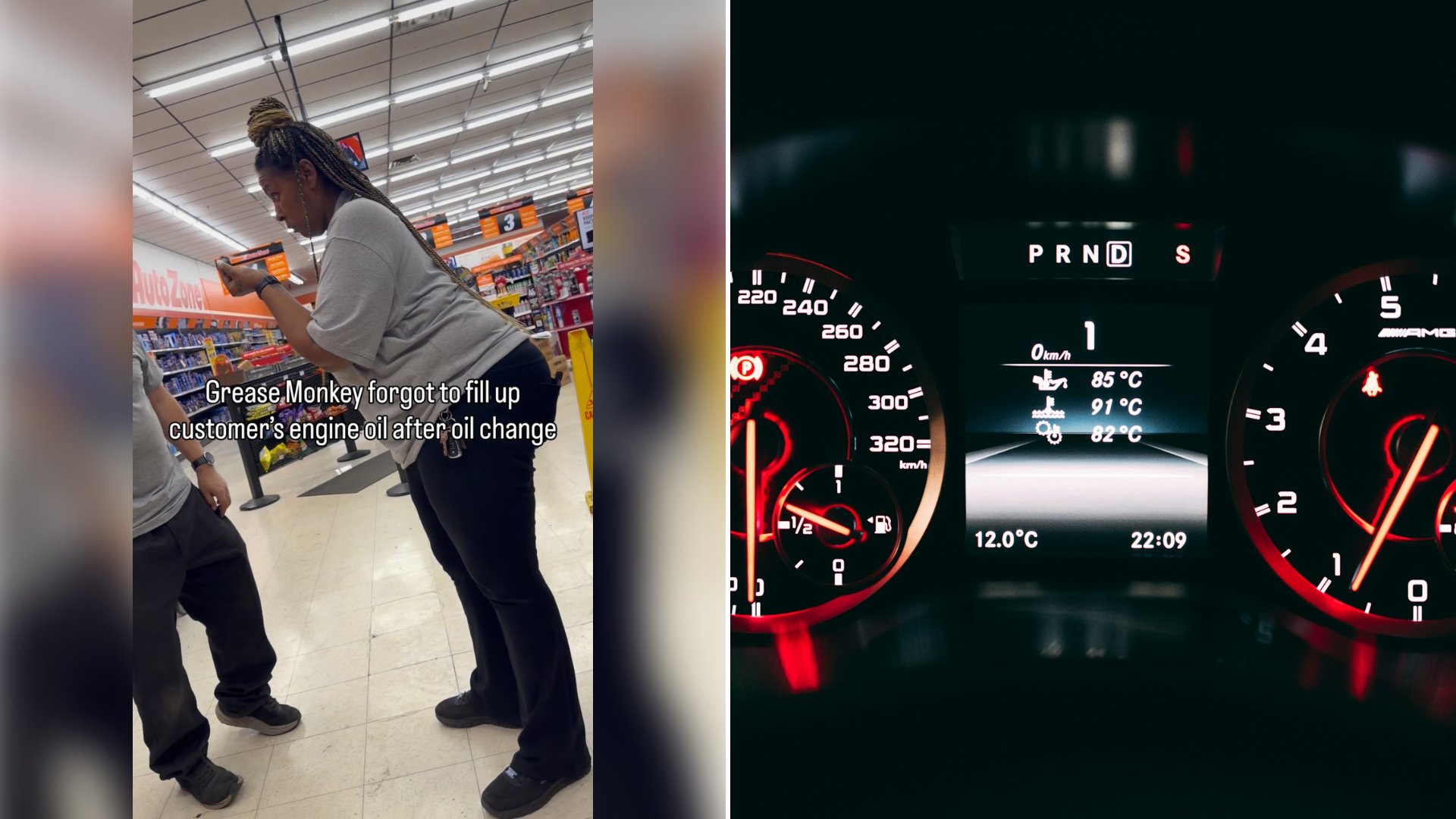 Left: cover still from an Instagram reel by @. Right: a black and red analog speedometer (Unsplash photo by Claude Gabriel).