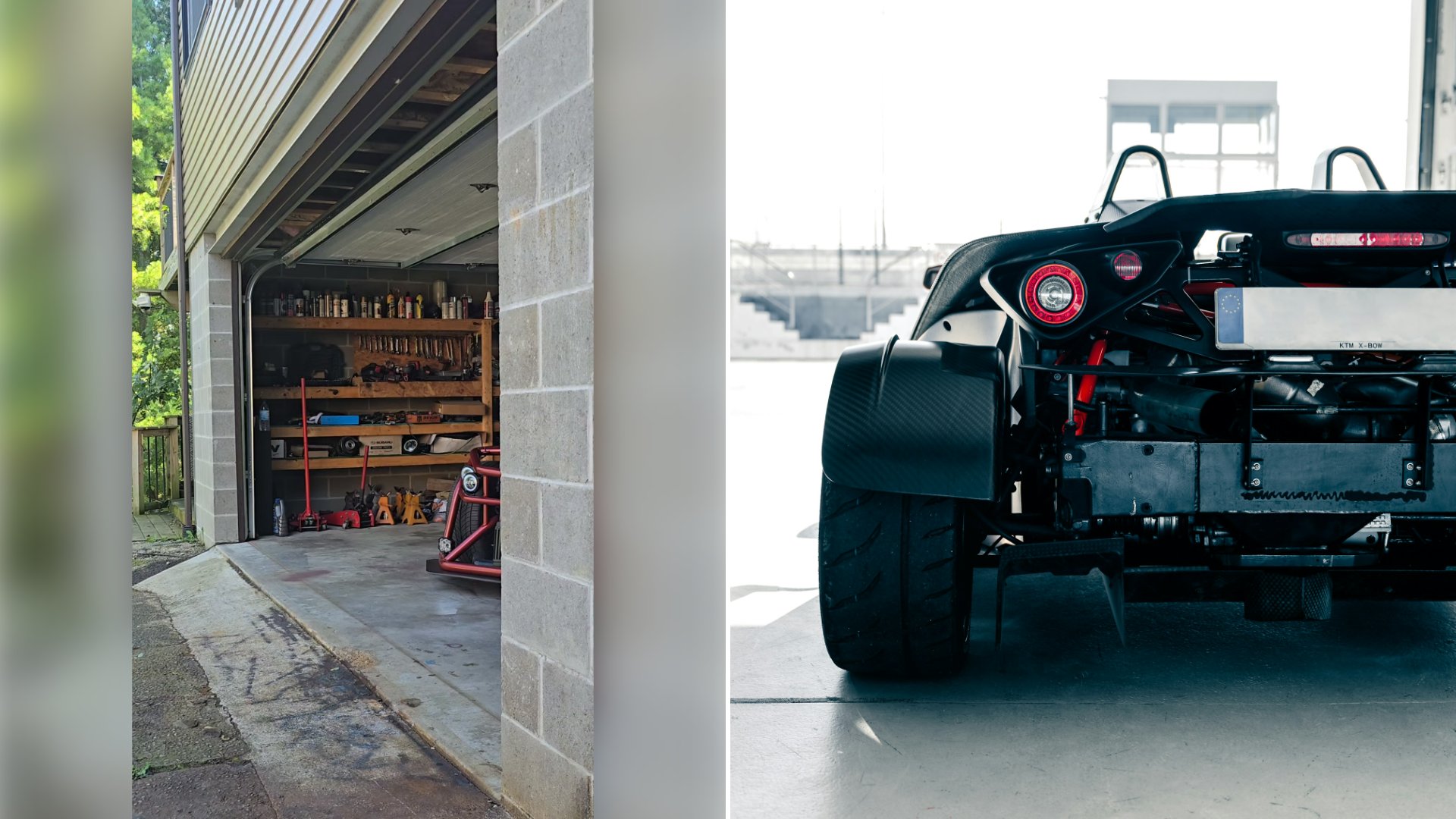Builder Rolled His Half Finished Custom Tube Chassis Car Out Of The Garage While Holding Up A Sign Admitting His Toy Buckets Were Officially Running Low