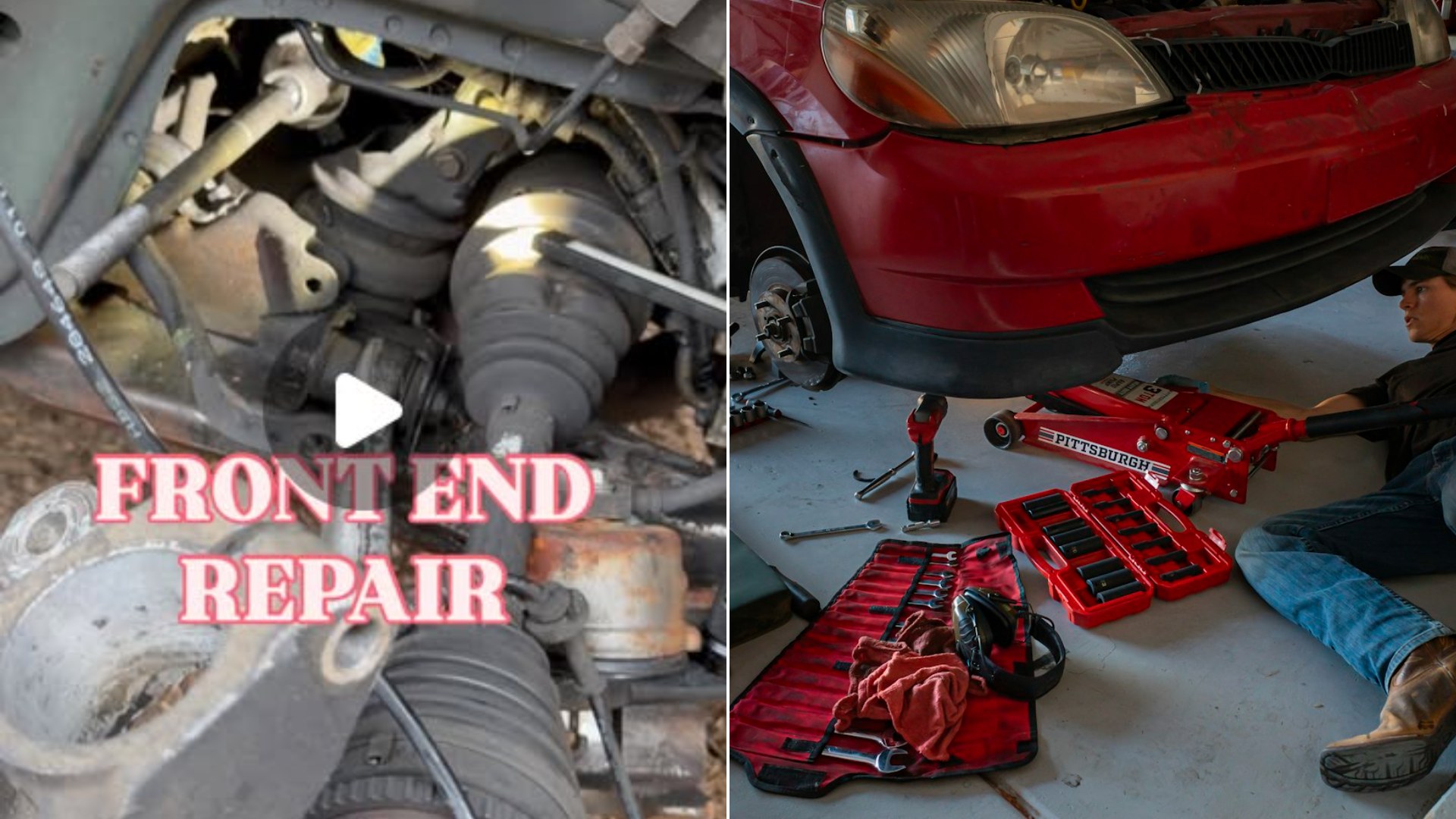 Man working on a car in a garage