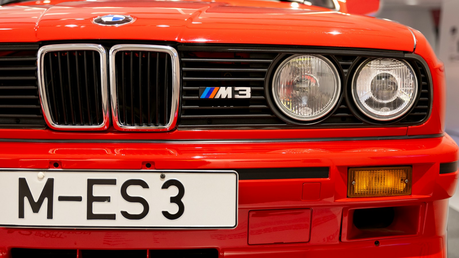 The front of a red BMW m - e3